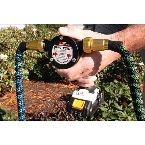 Performance Tool W1143 Liquid Transfer Pump for Corded/Cordless Drills - 225 GPH, 3/4-Inch Max Hose Diameter, Self-Priming, Corrosion-Resistant Shaft