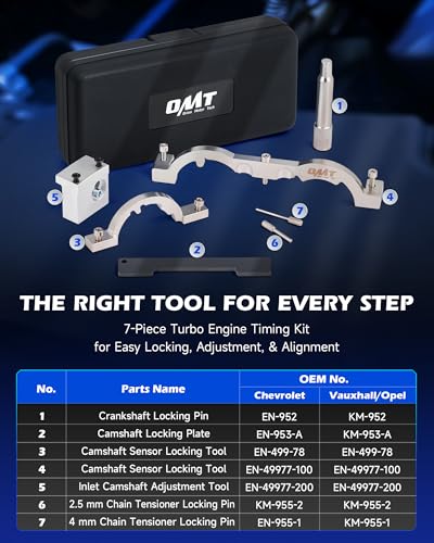 Orion Motor Tech Turbo Engine Timing Tool Kit, Camshaft Alignment and Locking Tool Set, Timing Belt Kit Compatible with 1.0L 1.2L 1.4L Chevy Cruze Vauxhall Opel More, 7pc Timing Chain Replacement Set - color: black