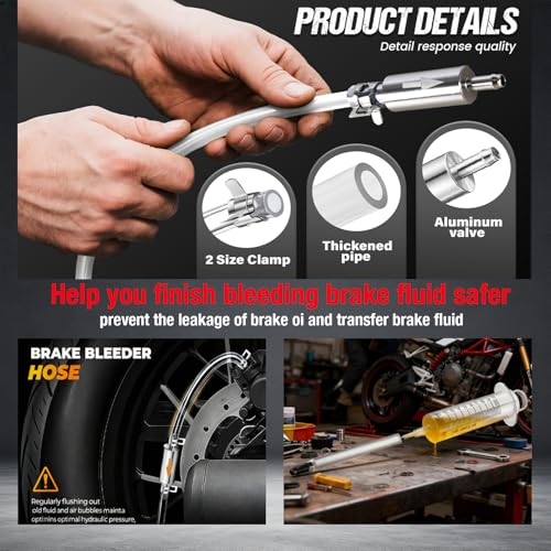 2 Pack Brake Bleeder Hose - Hydraulic Disc Clutch Bleeding Kit - With 100ML Syringe, 19.68-inch Hose, One Way Brake Bleeder Valve - for Motorcycle Scooters Quads Brake System Repair Maintenance