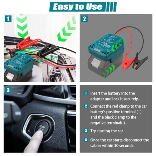 Jump Starter Adapter for Makita 18V Li-ion Battery Powered with Jumper Cable Clamps Portable Car Charger Jump Starter(Battery Not Included) - style: For Makita