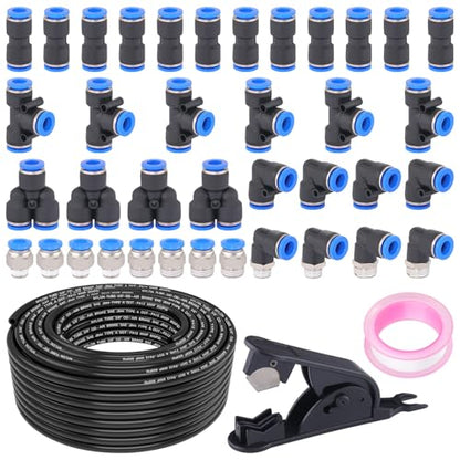 100FT 3/8" DOT Air Line with 40 Pcs Quick Connect Air Fittings Kit 3/8 DOT Air Lines with Push Lock Air Line Fittings Pneumatic Push to Connect Air Hose Fittings - size: 41 PCS-100FT 3/8