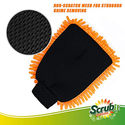 SCRUBIT 2 Pack Car Wash Mitt – Scratch-Free Car Sponges for Washing, Dual Sided Wash Mitts for Car Washing - Premium Car Washing Sponge for Cars, Trucks, and Boats