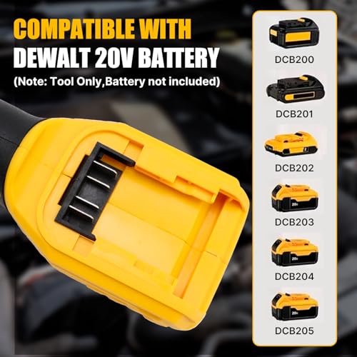 3/8" Cordless Ratchet Wrench,Compatible with DEWALT 20V MAX Battery,73.6 Ft-Lbs (100N.m) Brushless Electric Wrench Ratchet with Variable Speed Trigger,7 Sockets,1/4" Adaptor,3" Extension Bar