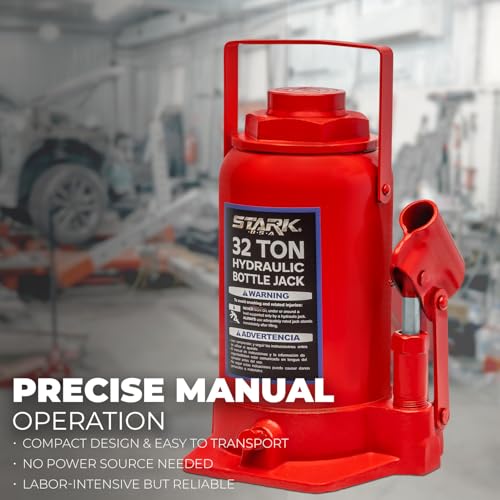 XtremepowerUS 32 Ton Hydraulic Bottle Jack, Low Profile Heavy-Duty Car Jack for Trucks, SUVs, RVs, Trailers, Farm Equipment, Automotive Repair & Garage Use, Red - size: 32 Ton
