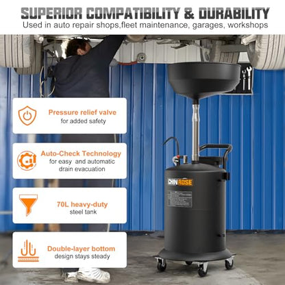 Upgraded Design Waste Oil Drain Tank, Pneumatic Oil Drainer, Oil Lift Drain and Extractor,Air Operated Drainer for Oil Change (Black-5702) - color: Black-5702
