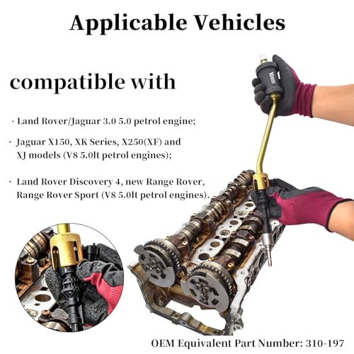 Fuel Injector Remover Tool, Compatible with Land Rover 5.0 Jaguar 3.0, Replace 310-197, with Gloves - size: 310-197