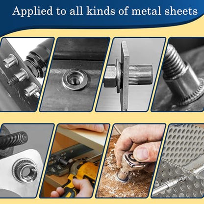 3/8''-16 UNC Rivet Nut, 28Pcs 304 Stainless Steel Flat Head Rivnut Threaded Insert Nutsert - color: Silver, size: SAE 3/8"-16 - 28 Pcs