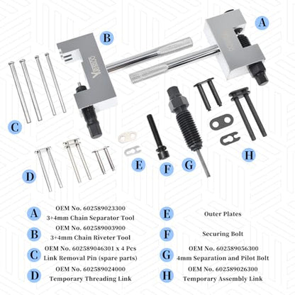 Engine Timing Chain Removal Installer Tool Kit, Camshaft Riveting Tool Kit, Compatible with Mercedes Benz M271 M272 M273 M274 M276 Chrysler Jeep, with Carrying Case & Gloves - size: for M271 M272 M273 M274 M276