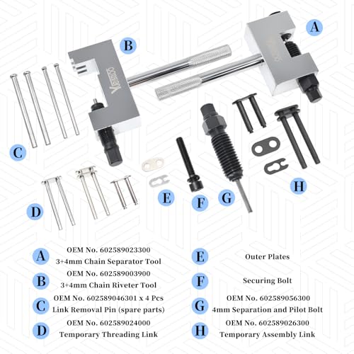 Engine Timing Chain Removal Installer Tool Kit, Camshaft Riveting Tool Kit, Compatible with Mercedes Benz M271 M272 M273 M274 M276 Chrysler Jeep, with Carrying Case & Gloves - size: for M271 M272 M273 M274 M276