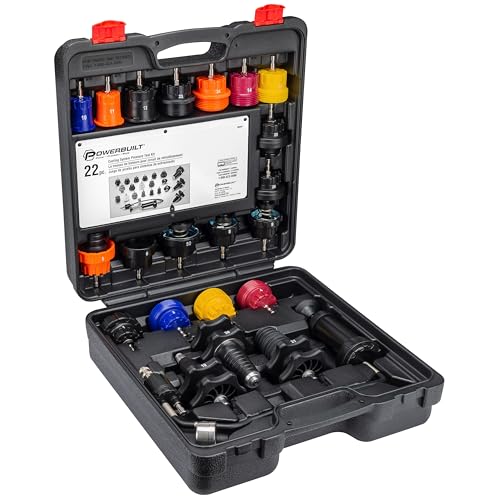 Powerbuilt 22 Piece Cooling System Pressure Tool Kit, Service and Leak Detection for Cars and Trucks, Coolant Adapters, Storage Case 940427 - size: 22 Piece