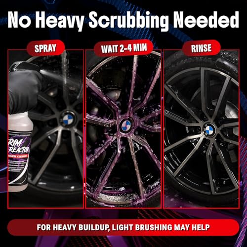 Rim Reactor Wheel Cleaner Spray – Gel Concentrated Formula – Removes Brake Dust, Grime & Dirt – Non-Acid, pH Neutral – Safe for Alloy, Aluminum, Chrome & Black Wheels – Rim Care Solution – Gallon - size: 128 Fl Oz (Pack of 1)