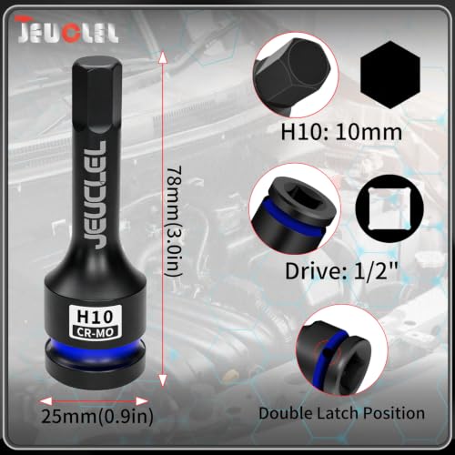 10mm Hex Impact Bit Socket, H10 1/2" Drive Allen Socket, Cr-Mo | 3-Inch, Lengthen Hex Screwdriver Adapter for Electric Ratchet Wrenches Fastening Screws, Socket Wrench, Head Drill - size: 1PC | H10 10MM