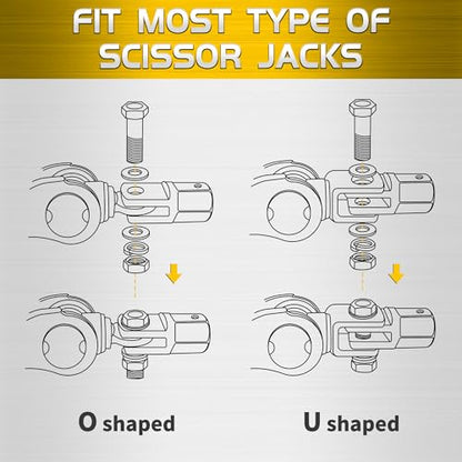 TONDA Scissor Jack Drill Adapter for 1/2 Inch Impact Wrench or 13/16 Inch Lug Wrench, 2 Pack - color: 2 PACK