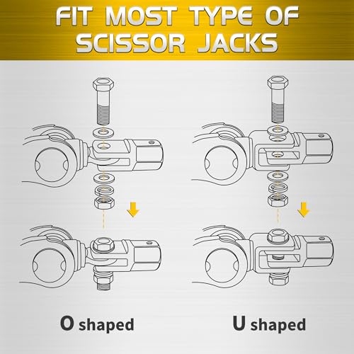 TONDA Scissor Jack Drill Adapter for 1/2 Inch Impact Wrench or 13/16 Inch Lug Wrench, 2 Pack - color: 2 PACK