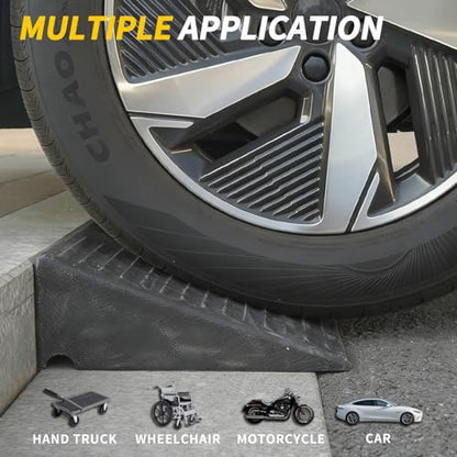 Curb Ramp 3 inch Rise Curb Ramps for Sidewalks Rubber 2 Pcs Driveway Ramps for Low Cars Curb Ramps for Driveway,Shed,Wheelchair 7000lbs Powersport Loading - size: 3.1"inch