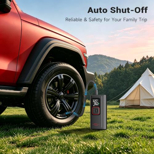 Dual Cylinder 6X Fast Tire Inflator Portable Air Compressor, 10400mAh Heavy Duty Air Pump with Pressure Gauge, 160PSI Portable Tire Pump for Car, SUV, Pickup Truck, Motorcycle, Bike, Ball