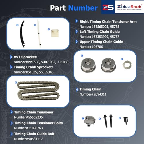Engine Rebuild Kit Camshafts Rocker Arm Lifter For Buick Chevy 1.4L 11-21 | W/Timing Chain Kit w/Tool Kit Timing Cover Water Pump Fit For Buick Encore Chevrolet Cruze Sonic Trax 1.4 L4 DOHC 94311S