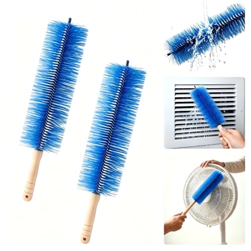 Fan Cleaning Brush Bendable Microfiber Head Wear | Resistant Comfortable Handle Washable Reusable Crevice Cleaning For Electric Fans Car Vents, Home Essential Rv accessories - color: Blue