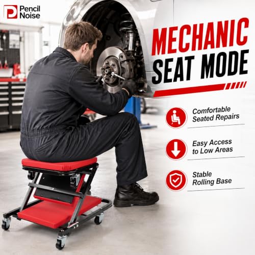 Mechanic Creeper, Foldable Automotive Creeper with 6 Swivel Casters, 36" Low-Profile 2 in 1 Roller Garage Chair Lay Down or Sit, for Father or Husband