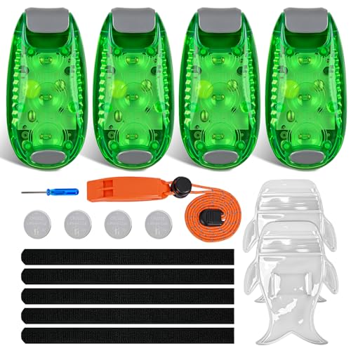 Nilight LED Safety Light 4PCS Green Marine Navigation Bike Tail Lights Three Modes Waterproof Reflective Gear Clip On Flash Strobe Indicator Lamp for Night Boating Fishing Cycling Jogging - color: 3LED Safety Light-Green