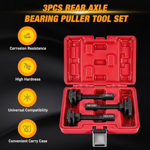 GOOACC 3PCS Rear Axle Bearing Puller Set, Axle Bearing Puller Removal Tool Kit with 3 Sizes 1" to 1-7/8", 1-5/16" to 2-3/8" & 1-3/8" to 2-7/8" Axle Wheel Bearing Removal Tools for Axles Bearings, Red - color: 3pc Rear Axle Bearing Puller Red