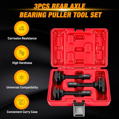 GOOACC 3PCS Rear Axle Bearing Puller Set, Axle Bearing Puller Removal Tool Kit with 3 Sizes 1" to 1-7/8", 1-5/16" to 2-3/8" & 1-3/8" to 2-7/8" Axle Wheel Bearing Removal Tools for Axles Bearings, Red - color: 3pc Rear Axle Bearing Puller Red