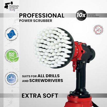Premium Drill Brush Professional – Extra-Soft 5 in White | Scratch-Free Cleaning Brush for Carpet, Upholstery, Leather Seats, Glass, Furniture and Car Interior - color: White