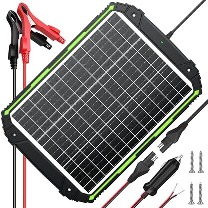 Sun Energise 25W 12V Solar Powered Battery Charger & Maintainer, Built-in Smart MPPT Charge Controller, Waterproof 25 Watt 12 Volt Solar Panel Trickle Charging Kits for Car Auto Boat RV Marine Trailer - size: 25W PRO