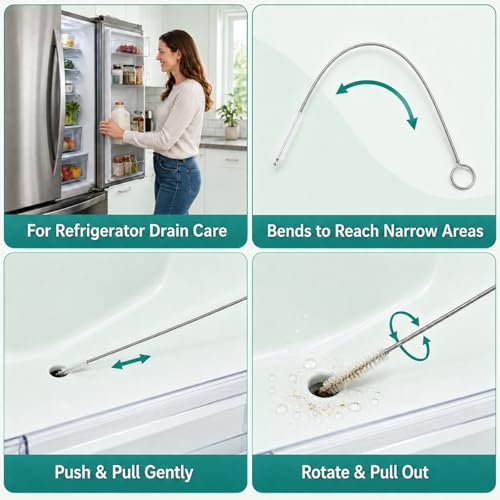 2 Pack 80 Inch Flexible Sunroof Drain Cleaning Tool, Long Brush for Car Sunroof Tube, Ice Maker, Refrigerator, AC Line, Windshield Hole and Narrow Pipes - style: 80 in