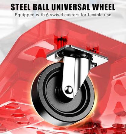36 Inch Low Profile Mechanic Creeper, Heavy Duty Blow Molded Rolling Garage Creeper with Padded Headrest, Dual Tool Trays, 6 Steel Ball Bearing Swivel Casters, 350 lbs Capacity, Red - size: 36"
