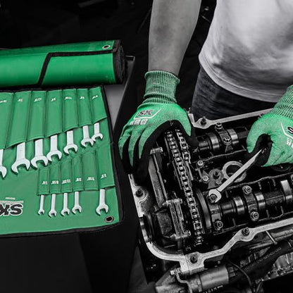 SK Combination Wrench Set, Metric 6 to 32mm, SAE 1/4" to 1-1/4", 42-Piece | SuperKrome Finish, Drop Forged Premium CR-V Steel, 12-Point Wrenches, 15-Degree Offset, with Rolling Pouch - size: Metric&SAE (6 to 32mm & 1/4" to 1-1/4")