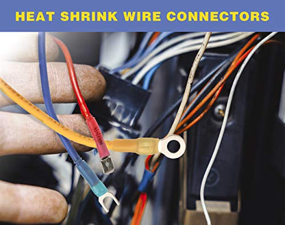 haisstronica 200PCS Heat Shrink Female Spade Connectors, 22-10 AWG Tinned Copper Crimp Terminals, Quick Disconnect Wire Connectors for Automotive Marine - size: AWG 22-10, style: Female 200PCS