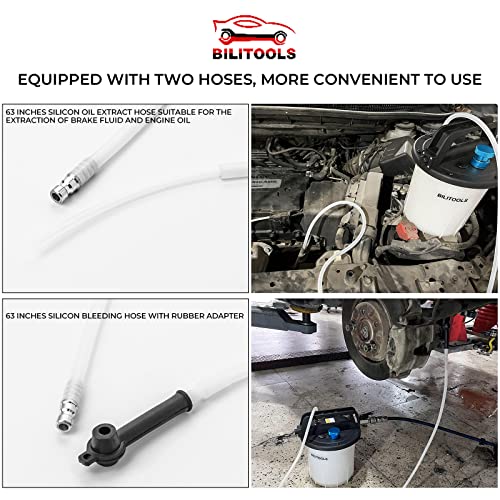 BILITOOLS 3L Vacuum Brake Bleeder Kit One Person, Brake Fluid Bleeding Tool | Universal Pneumatic Brake System Clutch Fluid Extractor Kit Air Compressor with 1L Refilling Bottle, Clean & Efficient