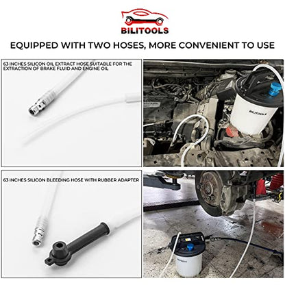 BILITOOLS 3L Vacuum Brake Bleeder Kit One Person, Brake Fluid Bleeding Tool | Universal Pneumatic Brake System Clutch Fluid Extractor Kit Air Compressor with 1L Refilling Bottle, Clean & Efficient