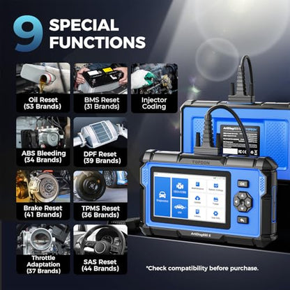 TOPDON AD600S OBD2 Scanner, Engine ABS SRS Transmission Diagnostic Tool | Lifetime Free Upgrade, 9 Reset Services Scan Tool, CAN-FD, Oil/Brake/BMS/SAS/DPF/TPMS/ETS Reset/ABS Bleeding, Injector Coding