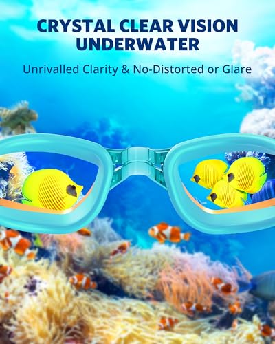 Aegend Swim Goggles, Swimming Goggles No Leaking Full Protect Adult Youth - color: Cyan Red