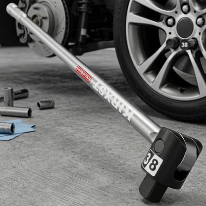 17.5-Inch 3/8” Drive Breaker Bar, Heavy Duty Extension Breaker Bar, 250° Rotatable Head, Premium Chromium Molybdenum Steel, Mechanical Work, Automobile and Motorcycle Maintenance and Repair - size: 3/8" 17.5 in