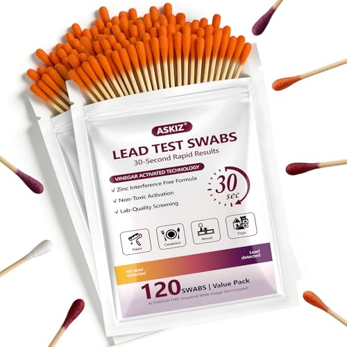 120 Swabs Lead Test Kit,Quick Results in 30s Lead Detector,Enhanced Lead Testing Formulation at Home Lead Paint Test Kit Testing for Paint,Crockery,Toys,Jewellery,Metals, Ceramics,Woodwork - size: 120 Swab