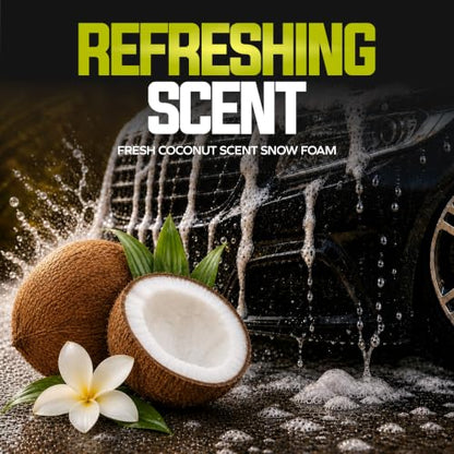 Sun Joe Snow Foam Car Wash Soap & Cleaner Concentrate, Coconut Scent, 1 Gallon - Cleaning Solution for Automotive Vehicles, Vinyl, Aluminum, Wood, & Brick Surfaces, SPX-FCS1G-COC - style: Coconut Car Snow Foam Cleaner