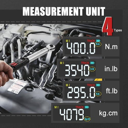VANPO Digital Torque Wrench 1/2-Inch Drive, 14.7-295.0 ft-lb/20-400 Nm | ±2% Accuracy, Electronic Torque Wrench with LCD Display, Audible & Vibration Alert, for Automotive & Light Industrial Work - size: 1/2-inch 14.7-295.0 Ft-lb/20-400 Nm