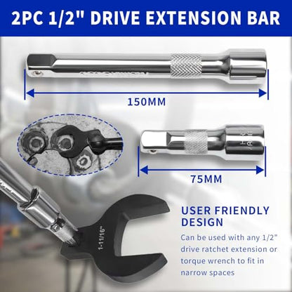 LainKeen 16pcs Jumbo Crowfoot Wrench Set, Metric Crows Foot Wrench Set for 27-50mm Flare Nuts for 1/2" Drive Ratchet & Extension Bar, Crowfoot Wrenches with Carry Case - color: Blue 16pc Metric