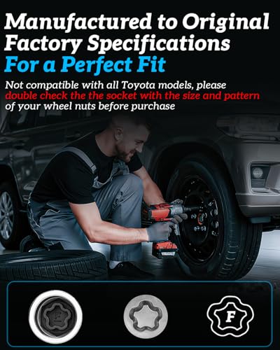 F-Wheel Lock Key,Locking Lug Nut KeyCompatible with Toyota | Wheel Lock Socket Adapter for Lexus,Tacoma, Locking Lug Nut Removal Tool to Remove Anti-Theft Lug Nuts - color: Model F