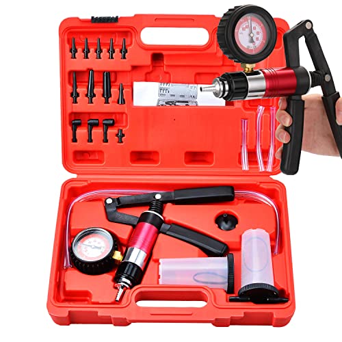 beduan 23pcs Brake Bleeder Kit Hand Held Vacuum Pump Tester, Including 2 Bottles, High Pressure Bleeder for Automotive