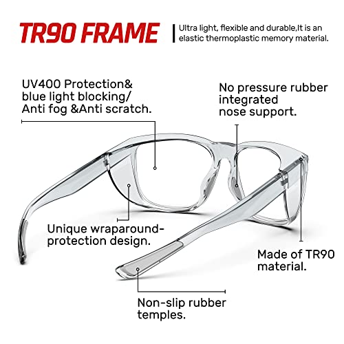 Safety Glasses Anti-Fog Goggles Protective Eyewear Anti Blue Light Protection Glasses For Women And Men - color: Grey