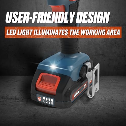 SENIX X2 20 Volt Max* Cordless 1/2-Inch Hammer Drill Driver with Brushless Motor, Power Tool Kit Includes Storage Bag, 2.0 Ah Battery,Charger,Safety Glasses (PDHX2-M2) - style: Hammer Drill Driver
