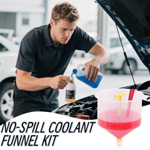 12 PCS No-Spill Coolant Funnel Kit – Universal Radiator Filling Tool Set with Adapters for Most Vehicles – Automotive Antifreeze Filling Kit – Easy Coolant Refilling & Air Bleeding System