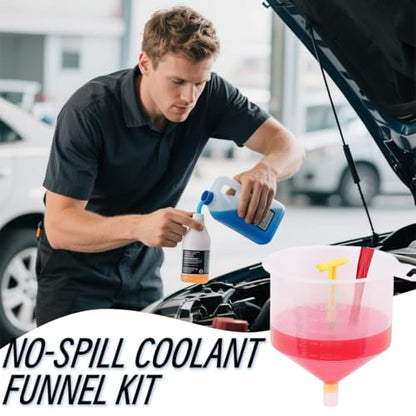 12 PCS No-Spill Coolant Funnel Kit – Universal Radiator Filling Tool Set with Adapters for Most Vehicles – Automotive Antifreeze Filling Kit – Easy Coolant Refilling & Air Bleeding System