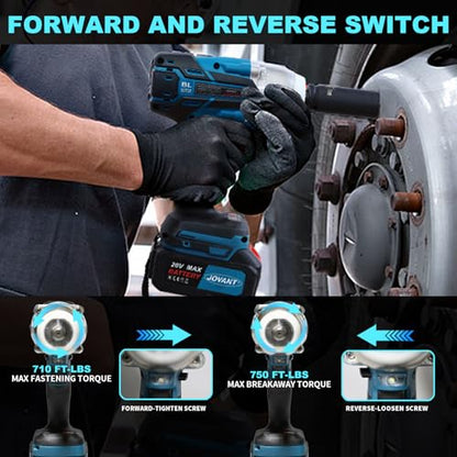Cordless Impact Wrench Kit, 20V MAX Electric Impact Gun, 737Ft-lbs(1000N.m) Brushless Impact Wrenches, Power Impact Wrenches with 5-Mode Speed,Torque Wrench 1/2 Drive for Car/Truck RV/Mower