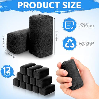 Riakrum 12 Pack Microfiber Applicator Pads Suede Car Detailing Sponge Ceramic Coating Applicator Pads Coating Sponge for Cars Graphene Metal Plastic Trim Ceramic Spray Applying Wax (Black) - color: Black