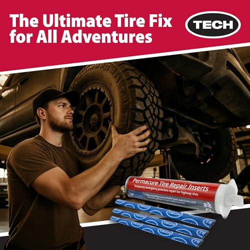 TECH Permacure Tire Repair Refill Kit - The Ideal Size Tire Repairs and Tools for Passenger Cars, Light Trucks, SUVs, Trailers, ATVs, Golf Carts, Farm Equipment and More (8 Repairs, No Tools)